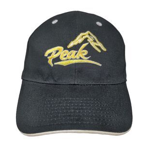 Peak Strapback Hat Black OSFA Embroidered Adjustable 6 Panel Hit Wear